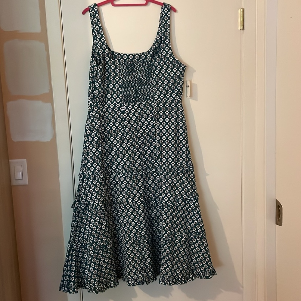 Anthropologie Navy and White Floral Midi Dress - Picture 4 of 12